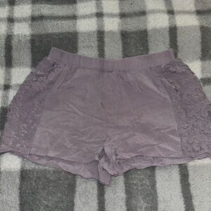 Lace Trim Purple Sleep Shorts
